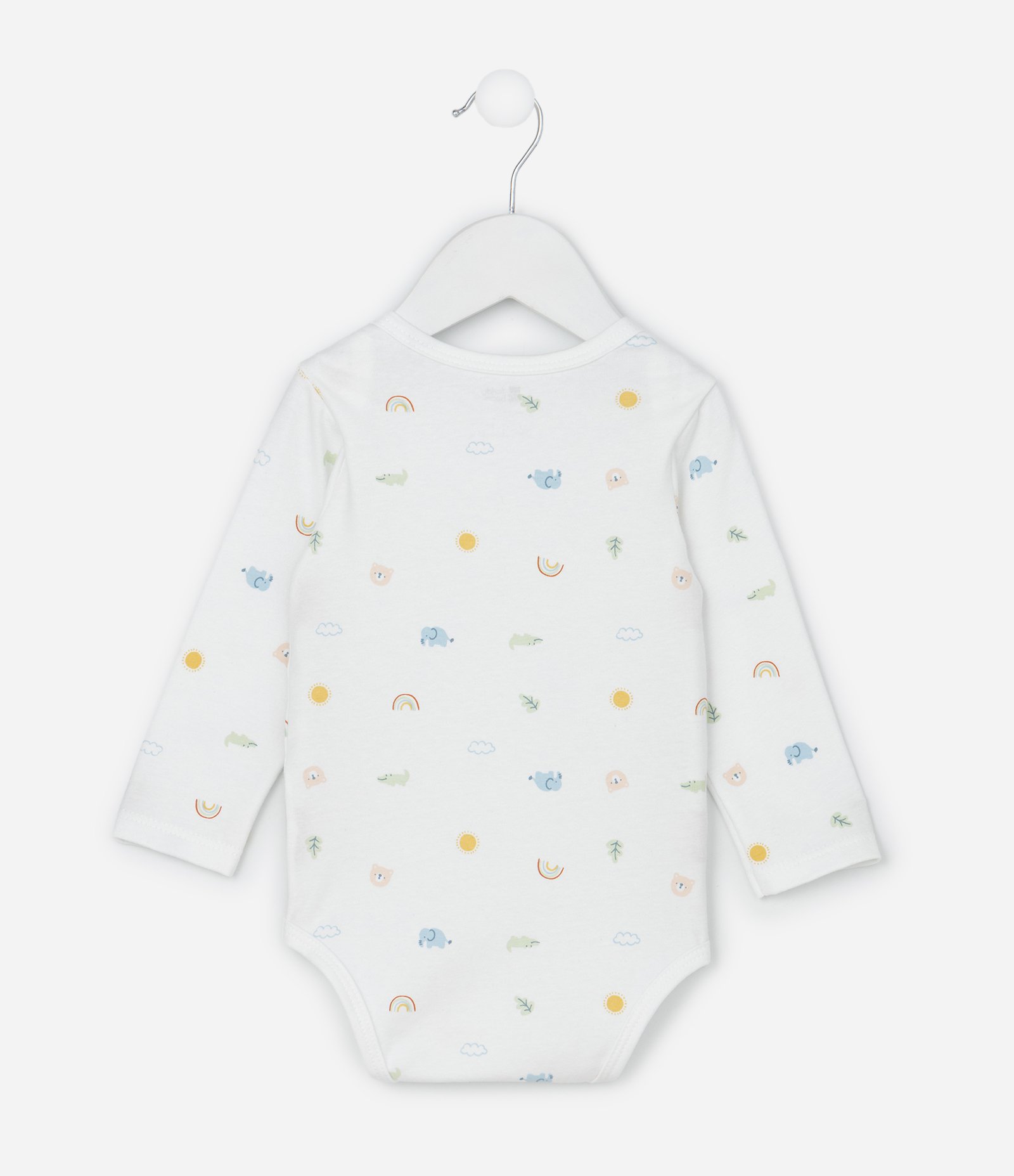 Body Infantil Manga Longa com Estampa Ícone de Arco-íris Tam RN a 18 Meses Branco 2
