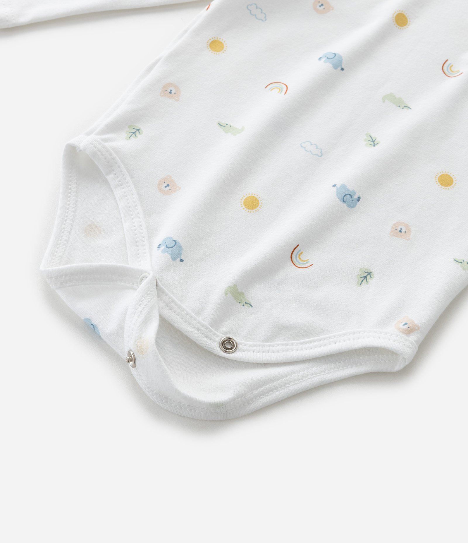 Body Infantil Manga Longa com Estampa Ícone de Arco-íris Tam RN a 18 Meses Branco 5