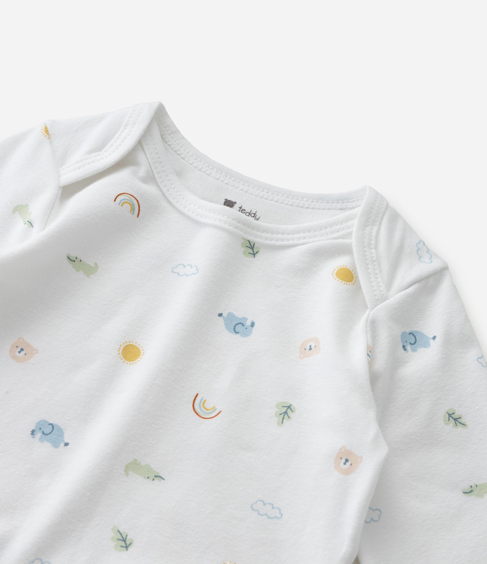 Body Infantil Manga Longa com Estampa Ícone de Arco-íris Tam RN a 18 Meses Branco 6