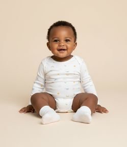 Body Infantil Manga Longa com Estampa Ícone de Arco-íris Tam RN a 18 Meses