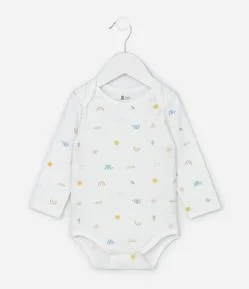 Body Infantil Manga Longa com Estampa Ícone de Arco-íris Tam RN a 18 Meses