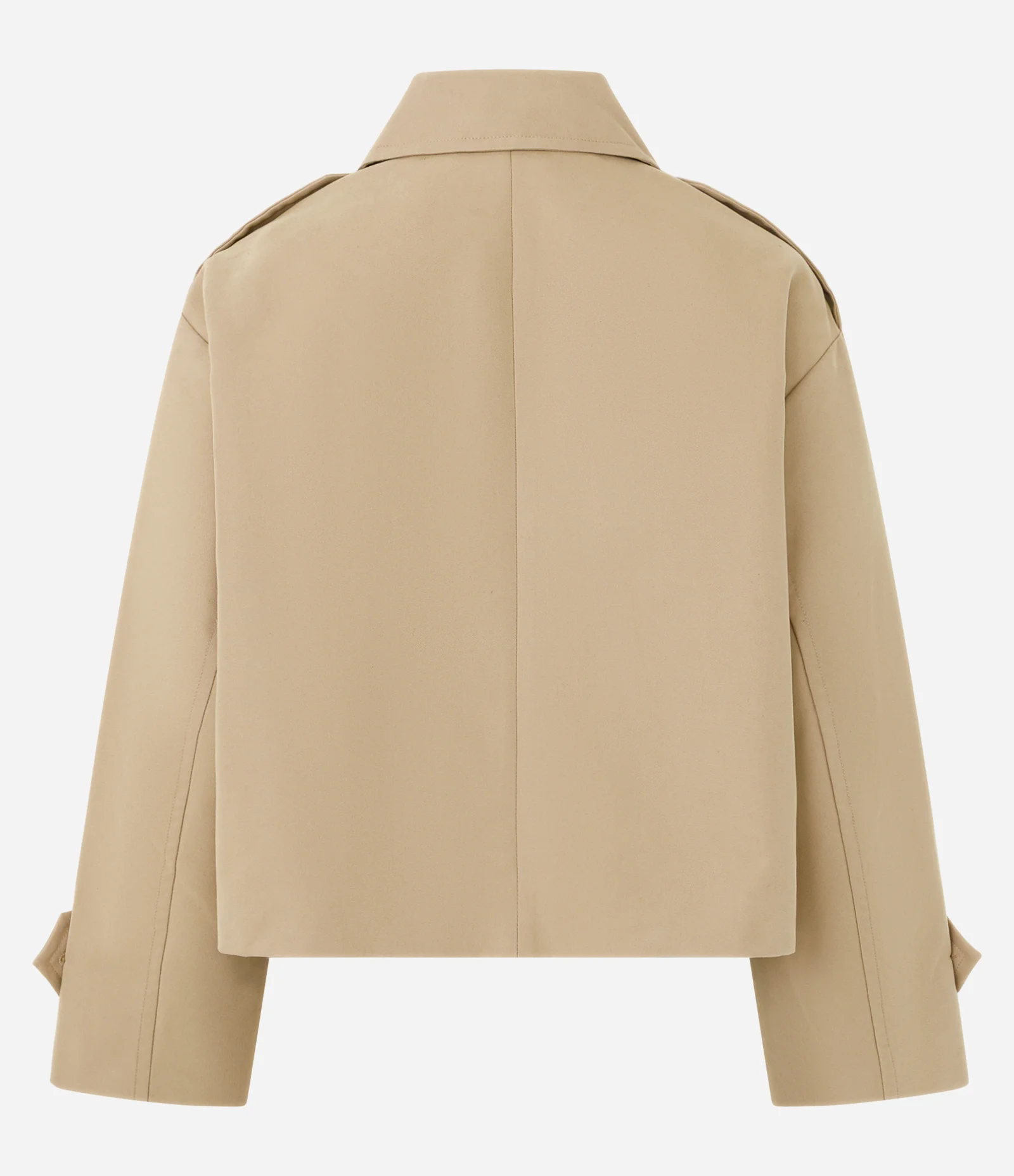 Trench Coat Curto com Abotoamento Transpassado Bege 2