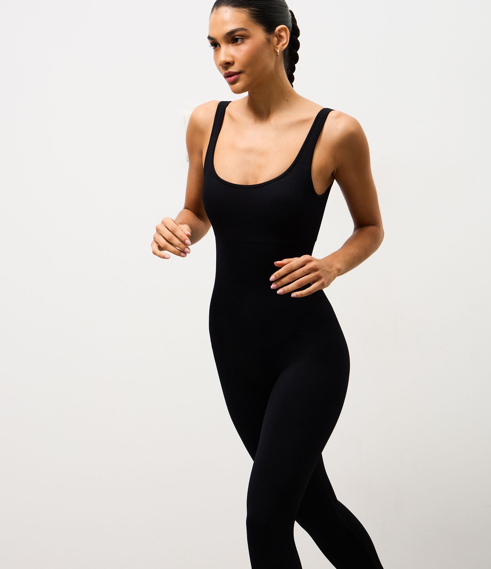 Macacão Esportivo Longo em Poliamida Seamless Preto 3