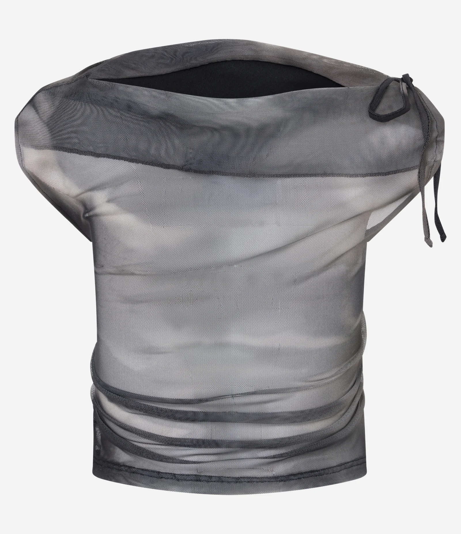 Blusa Efeito Manchado em Tule com Franzidos Laterais Cinza 6