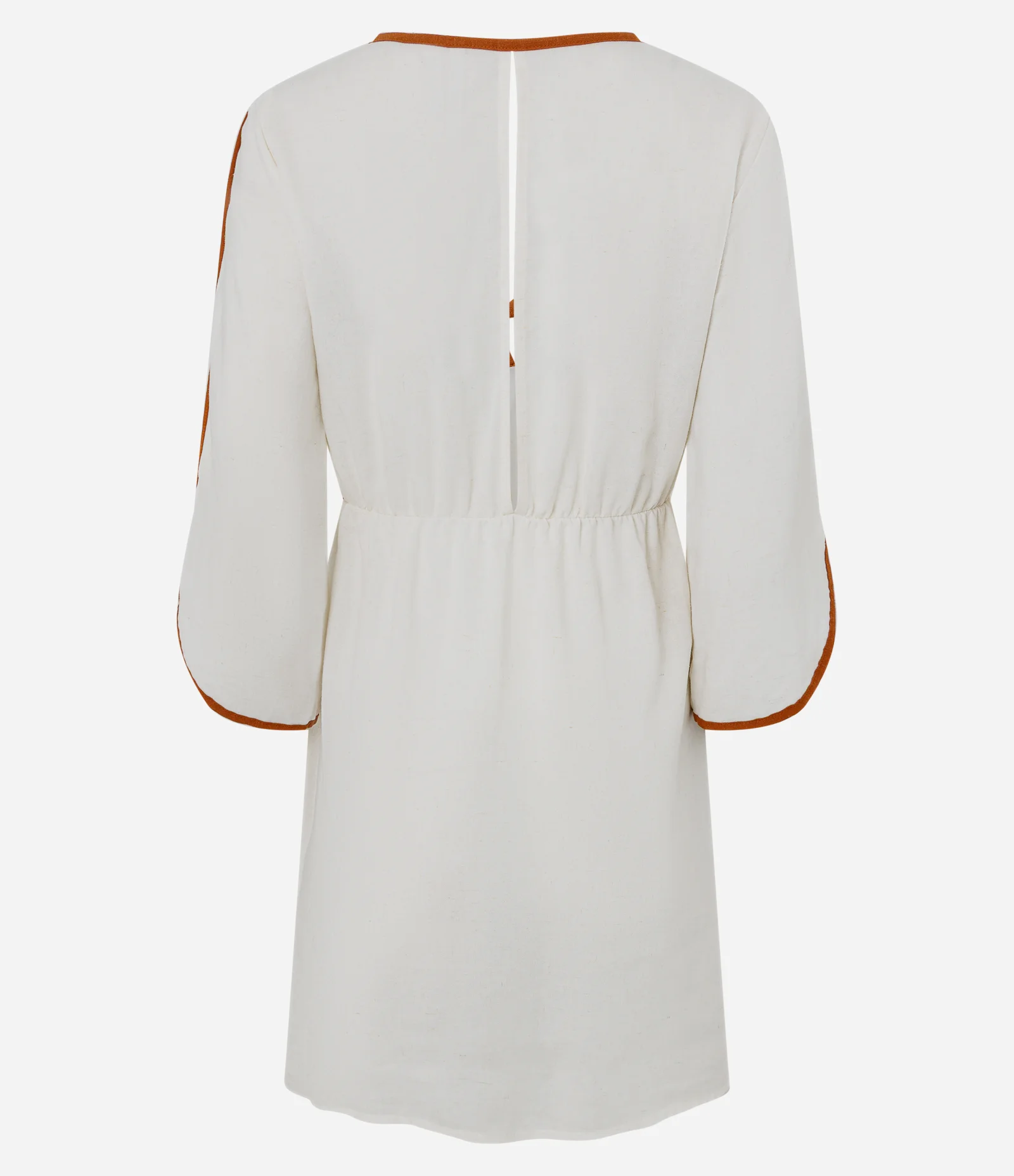 Saída de Praia Vestido em Viscolinho com Manga 3/4 Branco 6