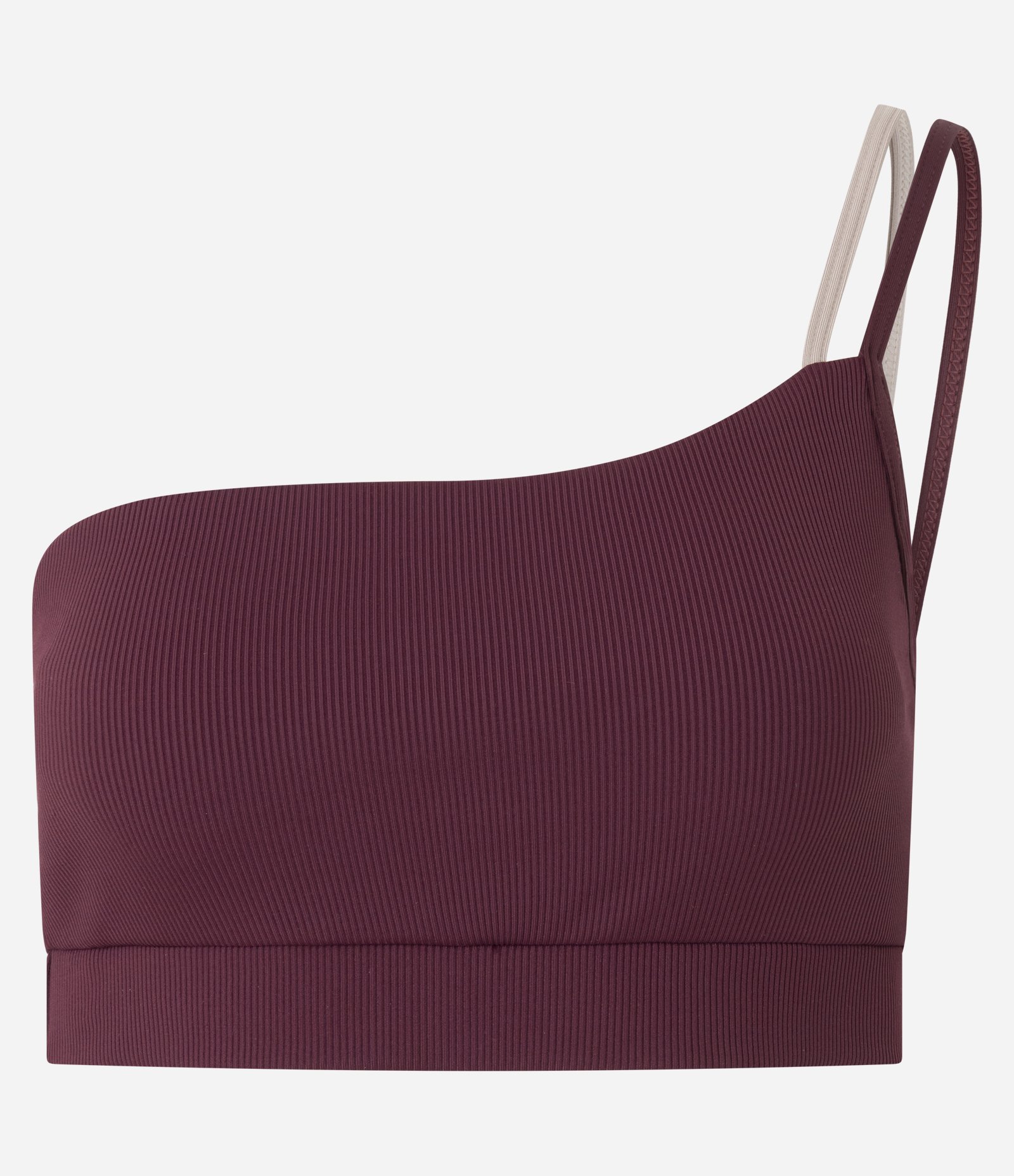 Top Ombro Único Esportivo em Microfibra Canelada Vinho 5