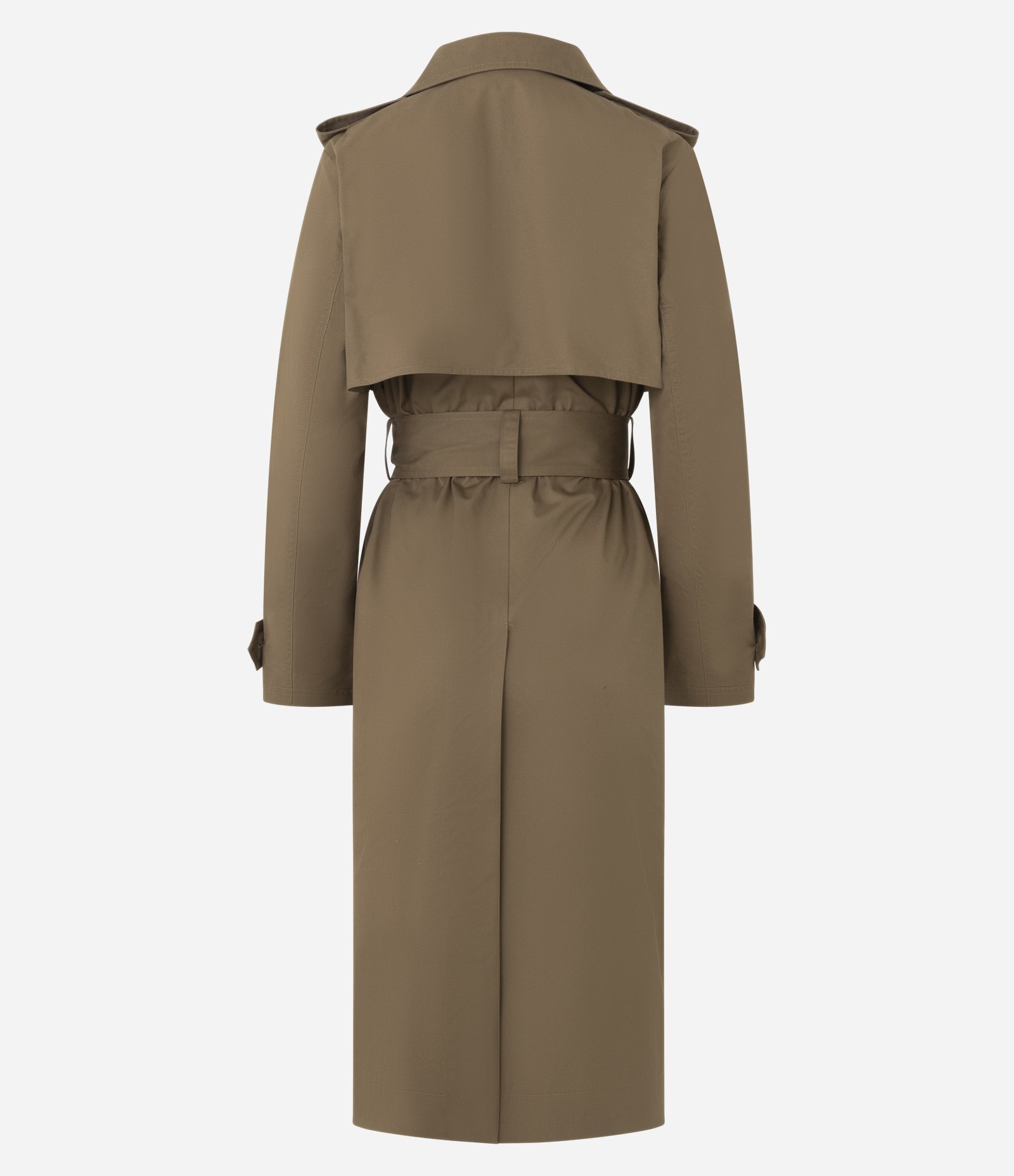 Trench Coat Alongado em Gabardine com Faixa para Amarração Verde 7