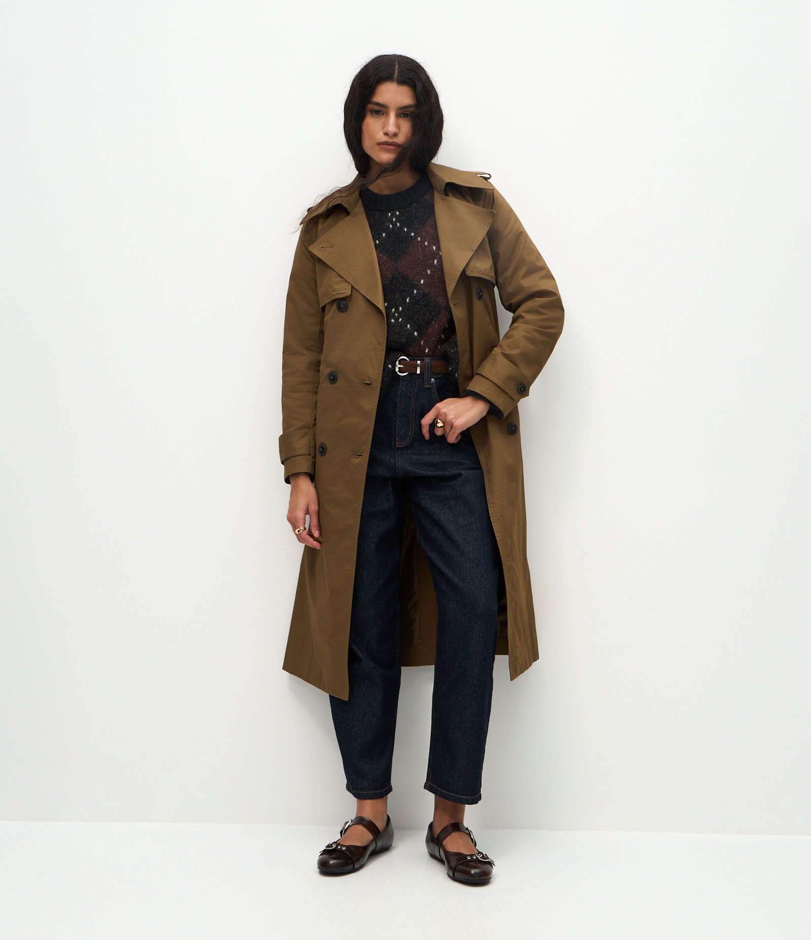 Trench Coat Alongado em Gabardine com Faixa para Amarração Verde 2