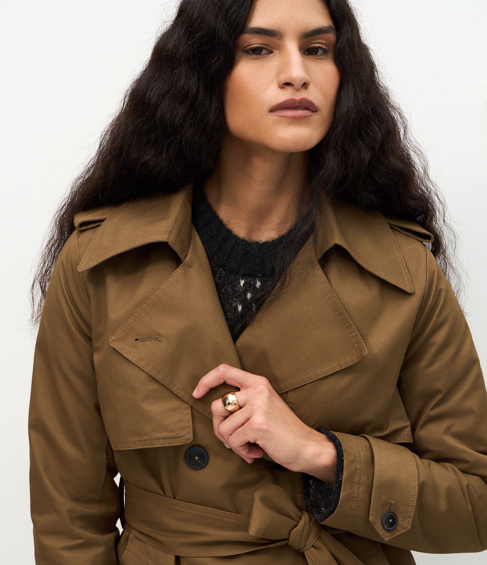Trench Coat Alongado em Gabardine com Faixa para Amarração Verde 3