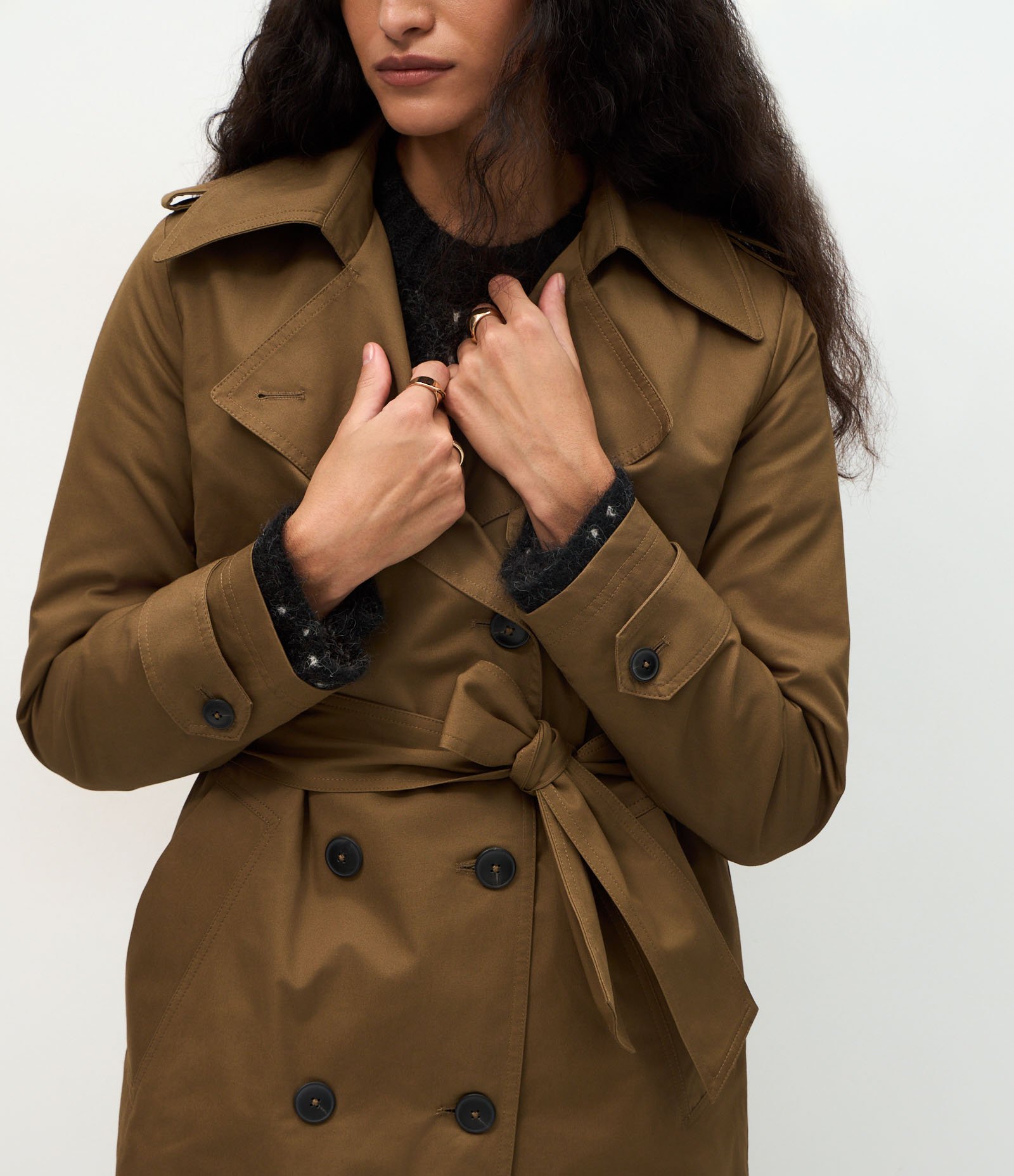 Trench Coat Alongado em Gabardine com Faixa para Amarração Verde 5