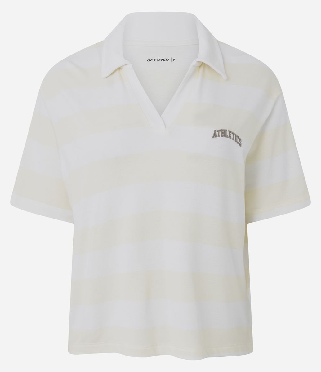 Camiseta Polo Esportiva em Piquet com Bordado Athletics Off White
