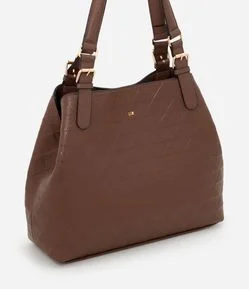 Bolsa Hobo Grande em PU com Detalhes Metalizados