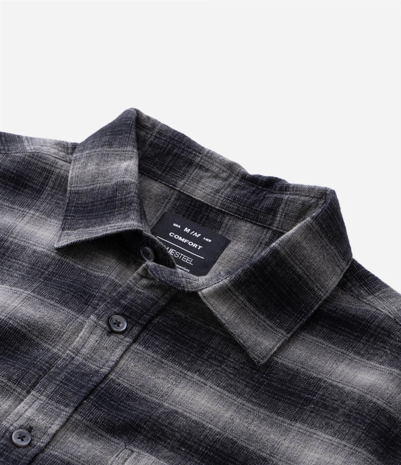 Camisa Comfort em Flanela com Estampa Xadrez Cinza 1