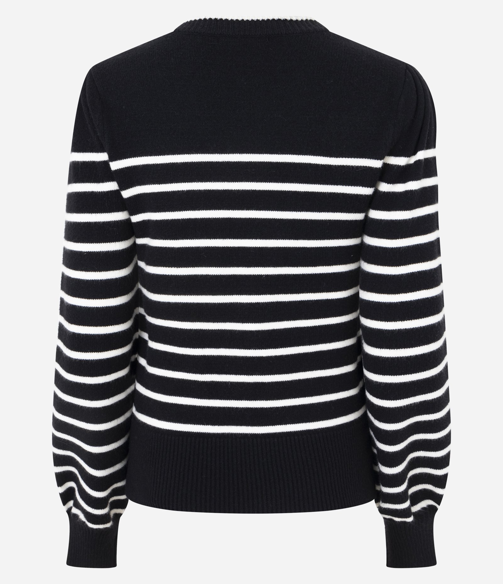 Suéter em Tricô com Estampa Listrada e Botões no Ombro Preto 7