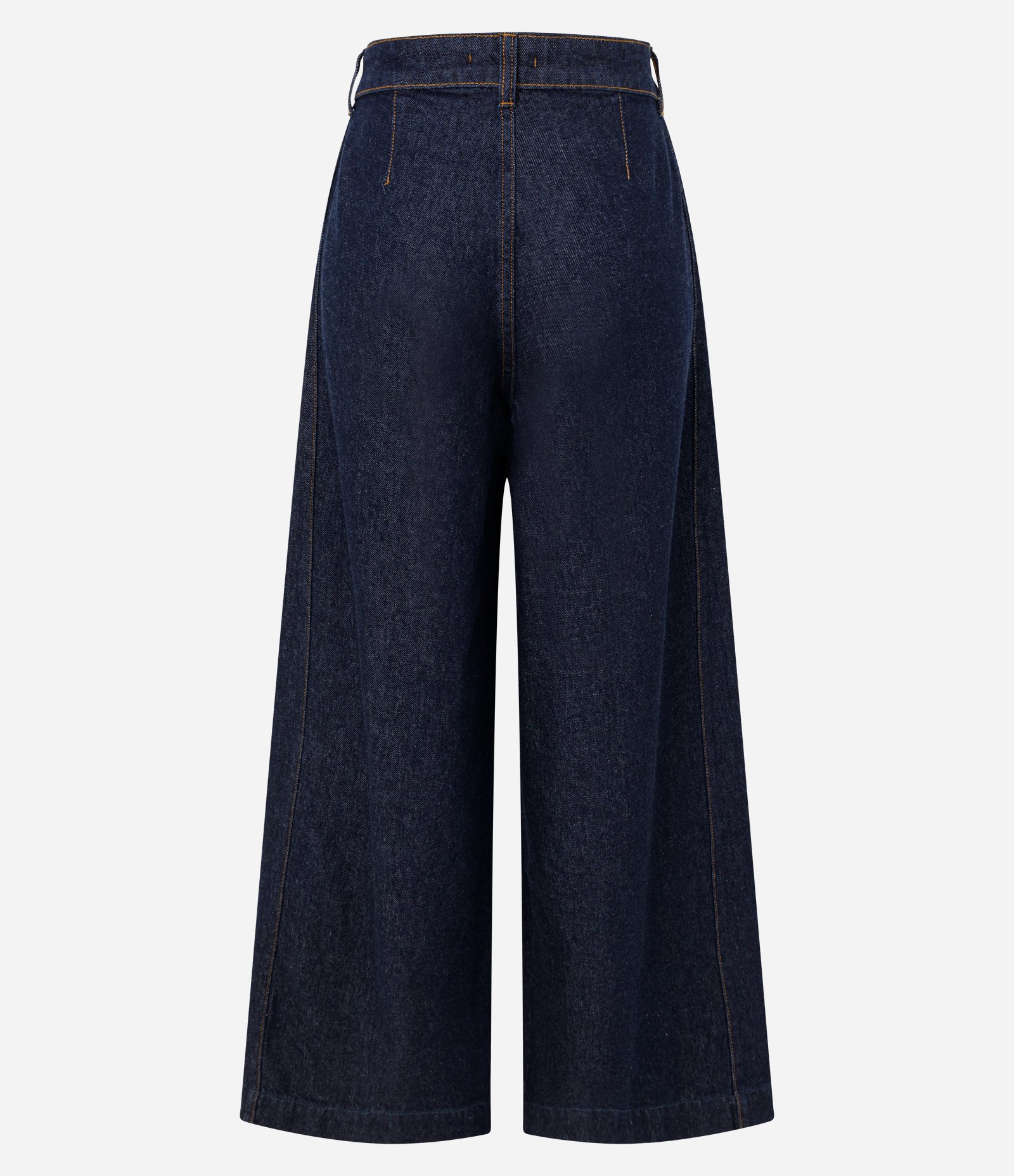 Calça Pantalona em Jeans com Cintura Alta Azul Escuro 8