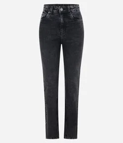 Calça Reta em Jeans com Cintura Alta