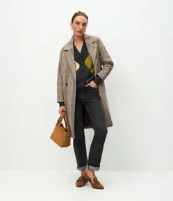 Calça Reta em Jeans com Cintura Alta