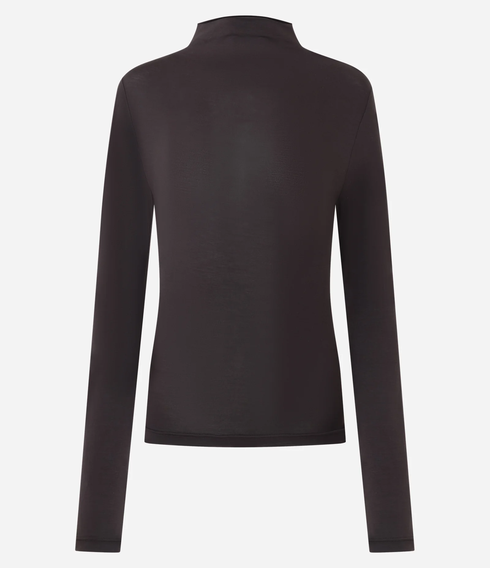 Blusa Básica Manga Longa em Modal com Gola Alta Marrom 5