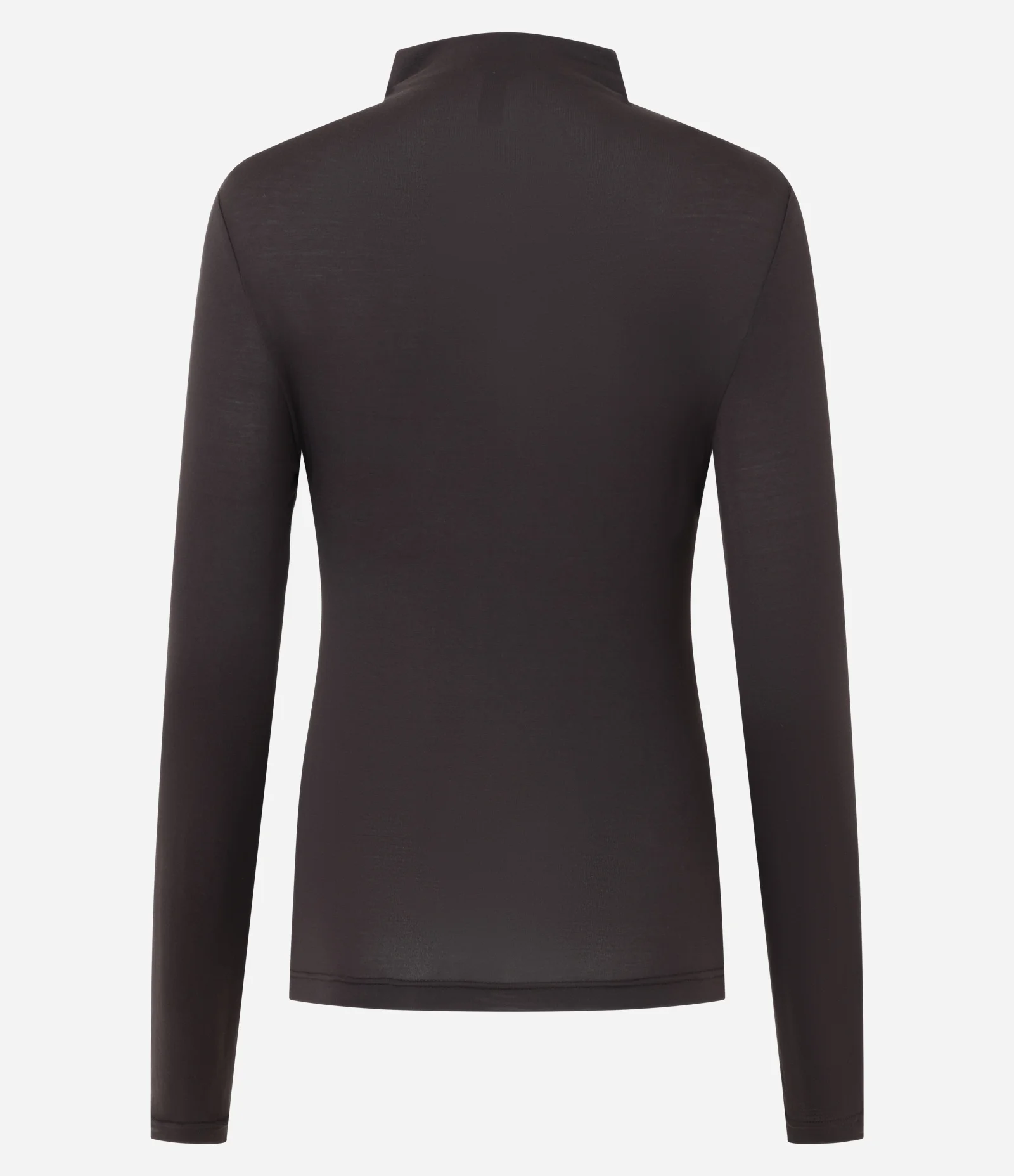 Blusa Básica Manga Longa em Modal com Gola Alta Marrom 6