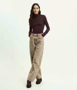Blusa Básica Manga Longa em Modal com Gola Alta