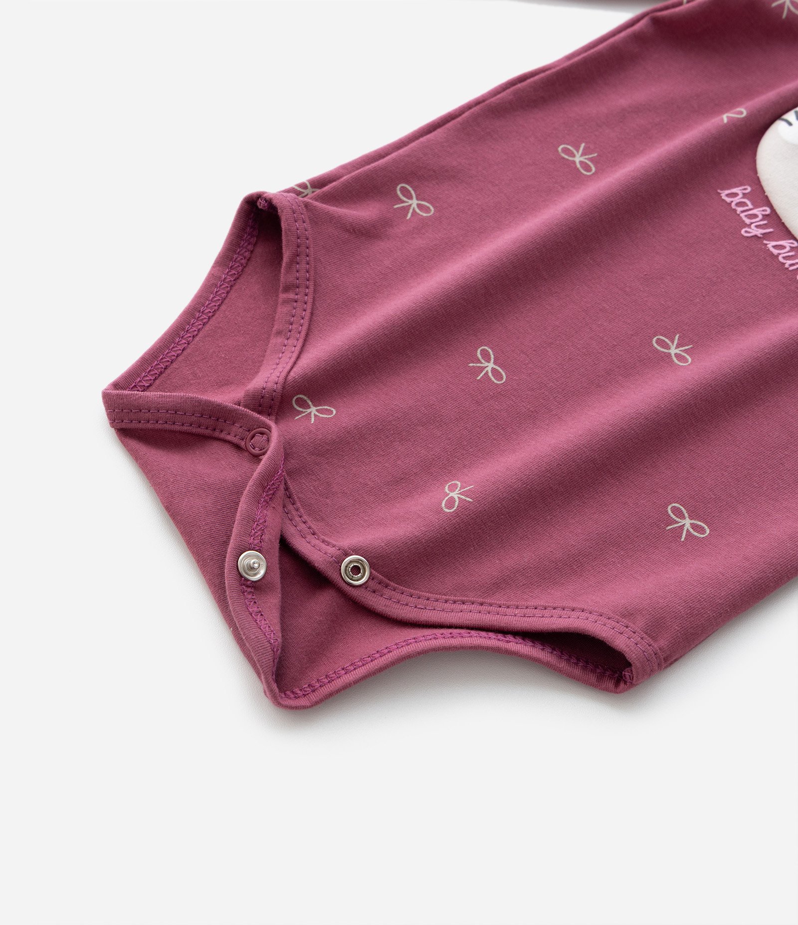 Body Infantil com Estampa de Coelhinho e Lacinhos – Tam 0 a 18 Meses Rosa Ameixa 6