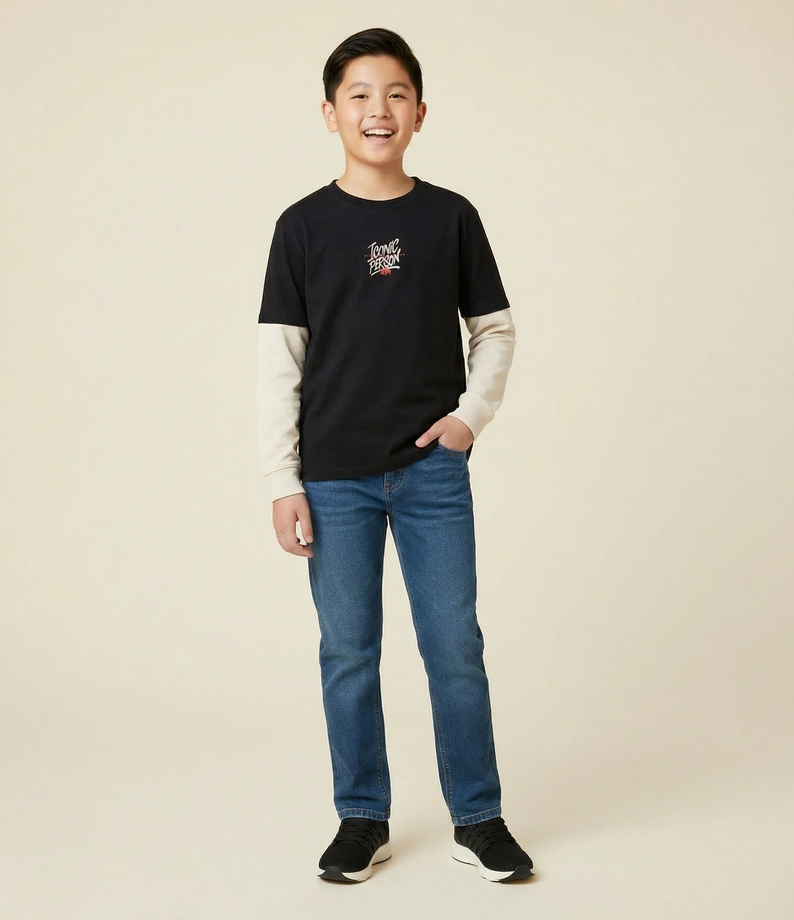 Camiseta Infantil com Estampa Lettering – Tam 5 a 14 Anos Preto 1