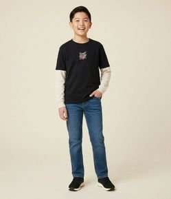 Camiseta Infantil com Estampa Lettering – Tam 5 a 14 Anos