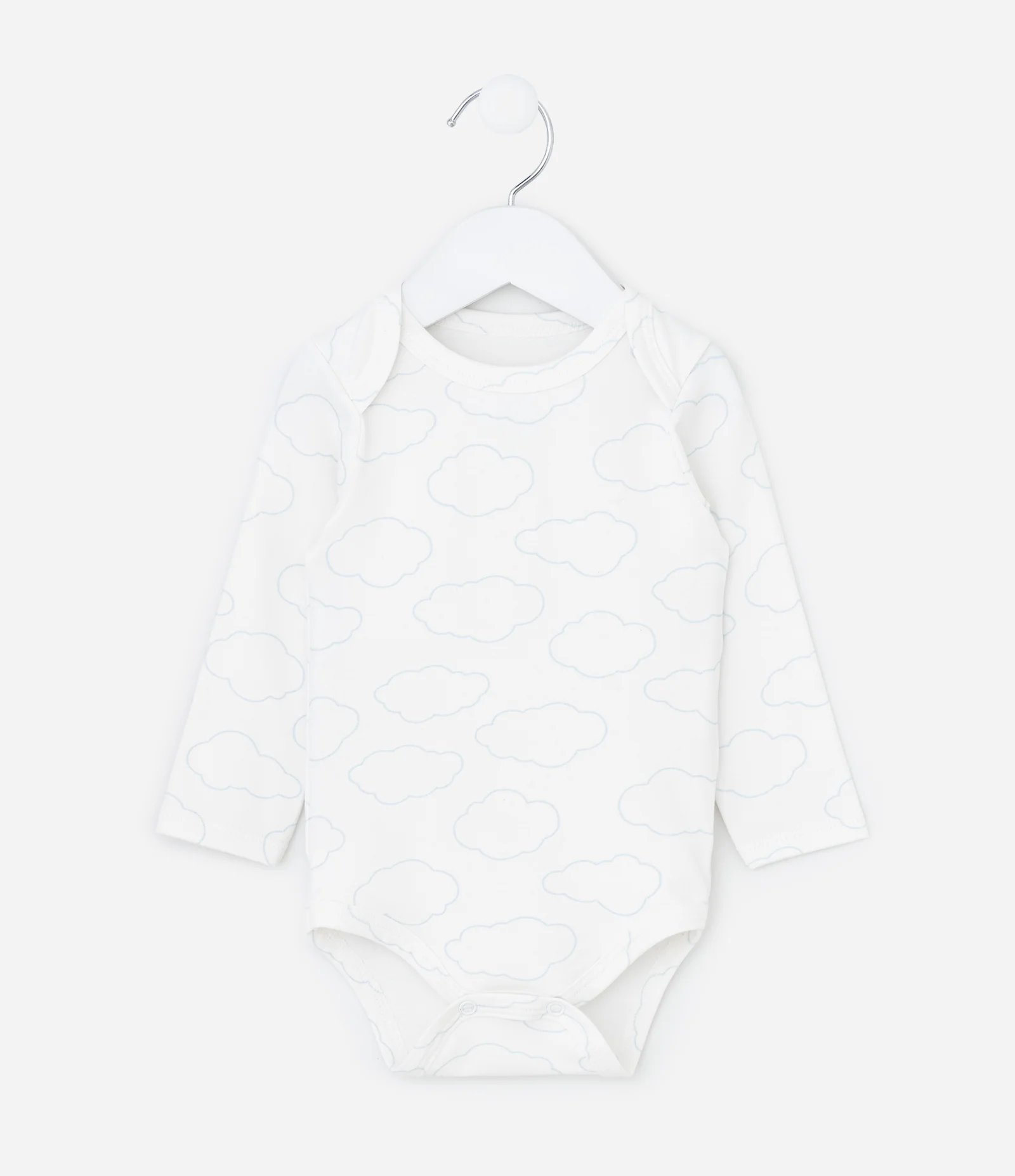 Body Infantil com Estampa de Nuvens – Tam RN a 18 Meses Branco 1