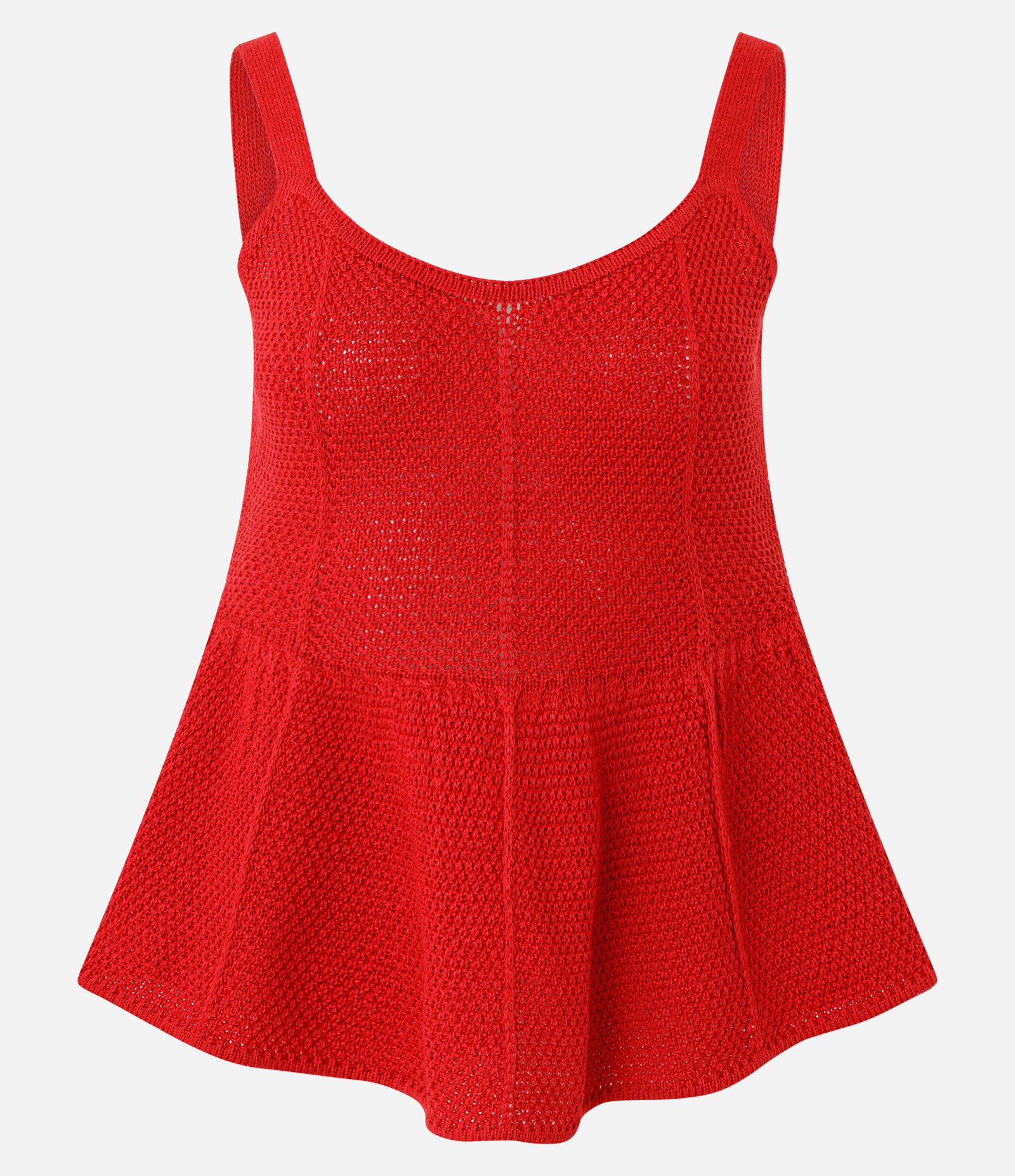 Blusa Peplum com Efeito Tricô e Alças Largas Vermelho 6