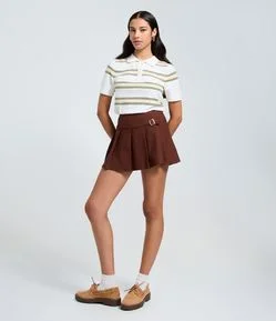 Short Saia em Bengaline com Fivela Lateral