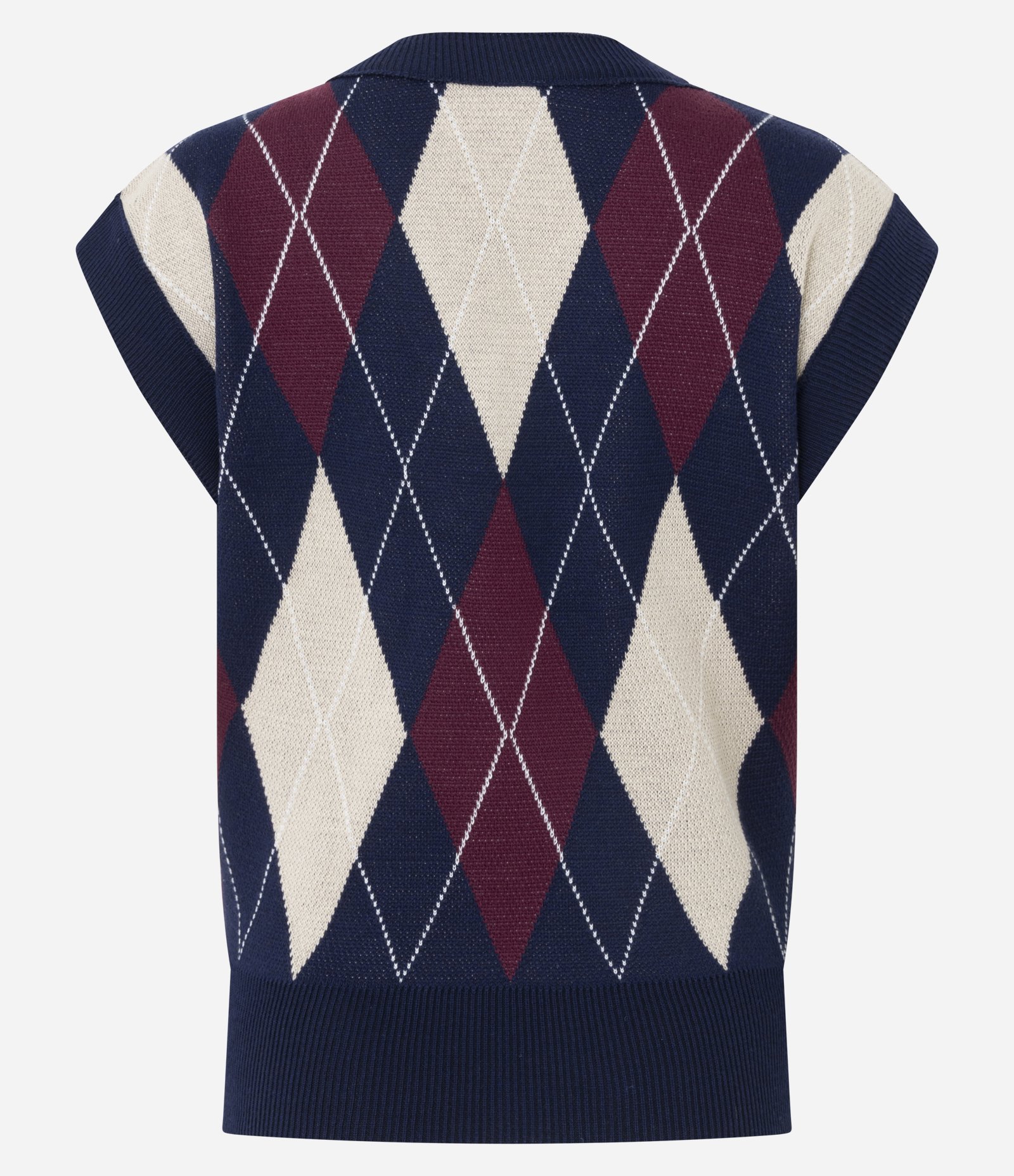 Blusa em Tricô com Estampa Xadrez Argyle Azul 7