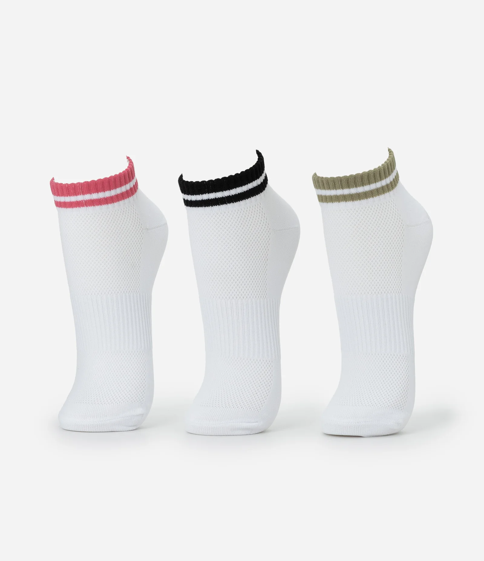 Kit 03 Meias Esportivas em Poliamida com Listras Branco 1