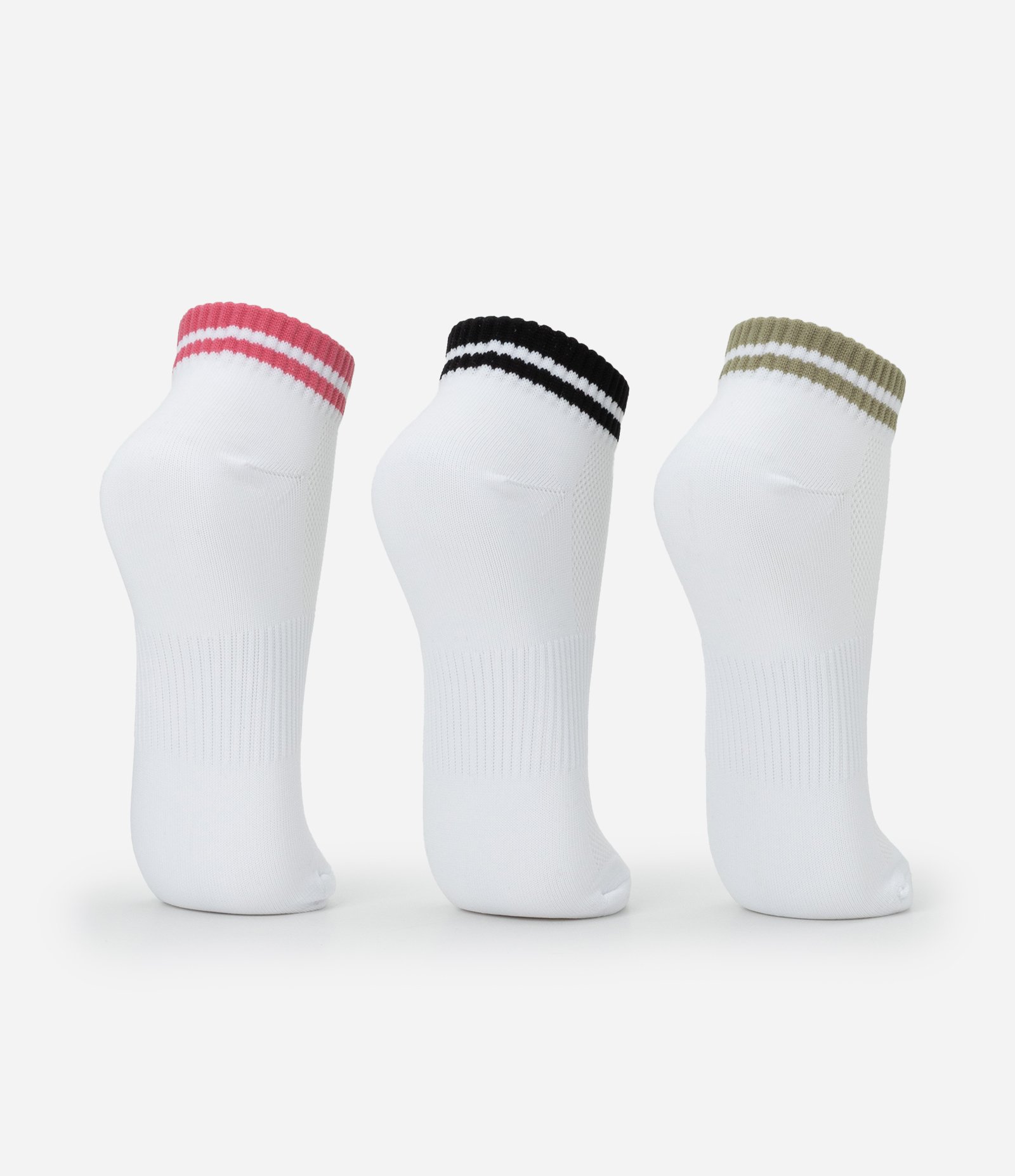 Kit 03 Meias Esportivas em Poliamida com Listras Branco 3