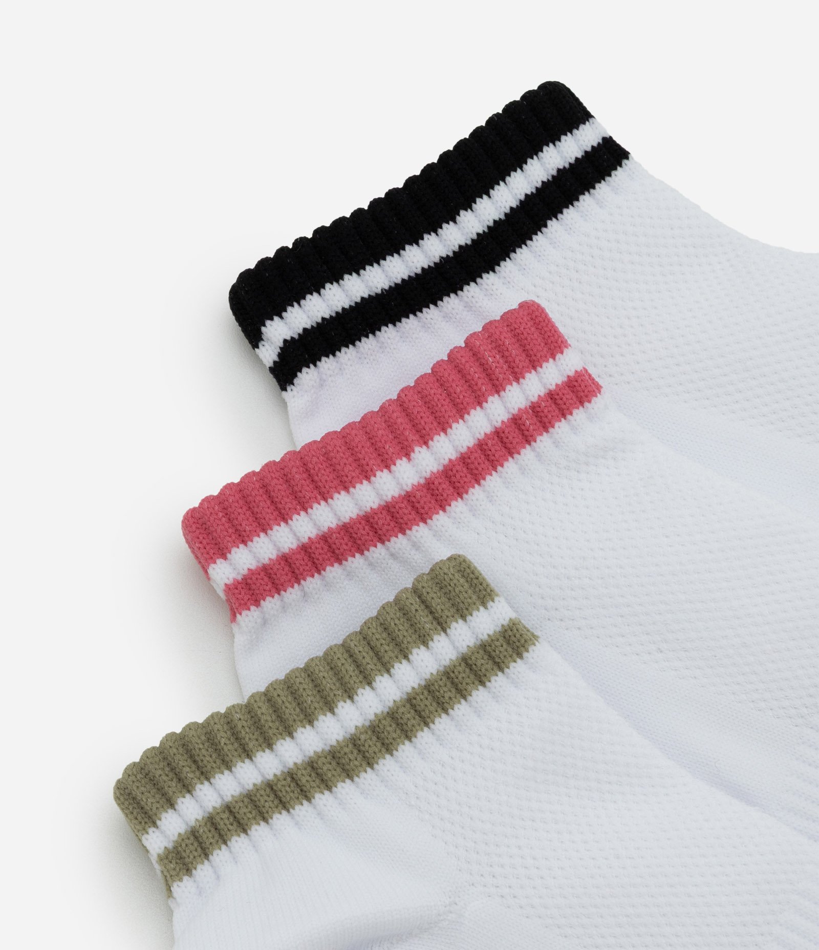 Kit 03 Meias Esportivas em Poliamida com Listras Branco 4