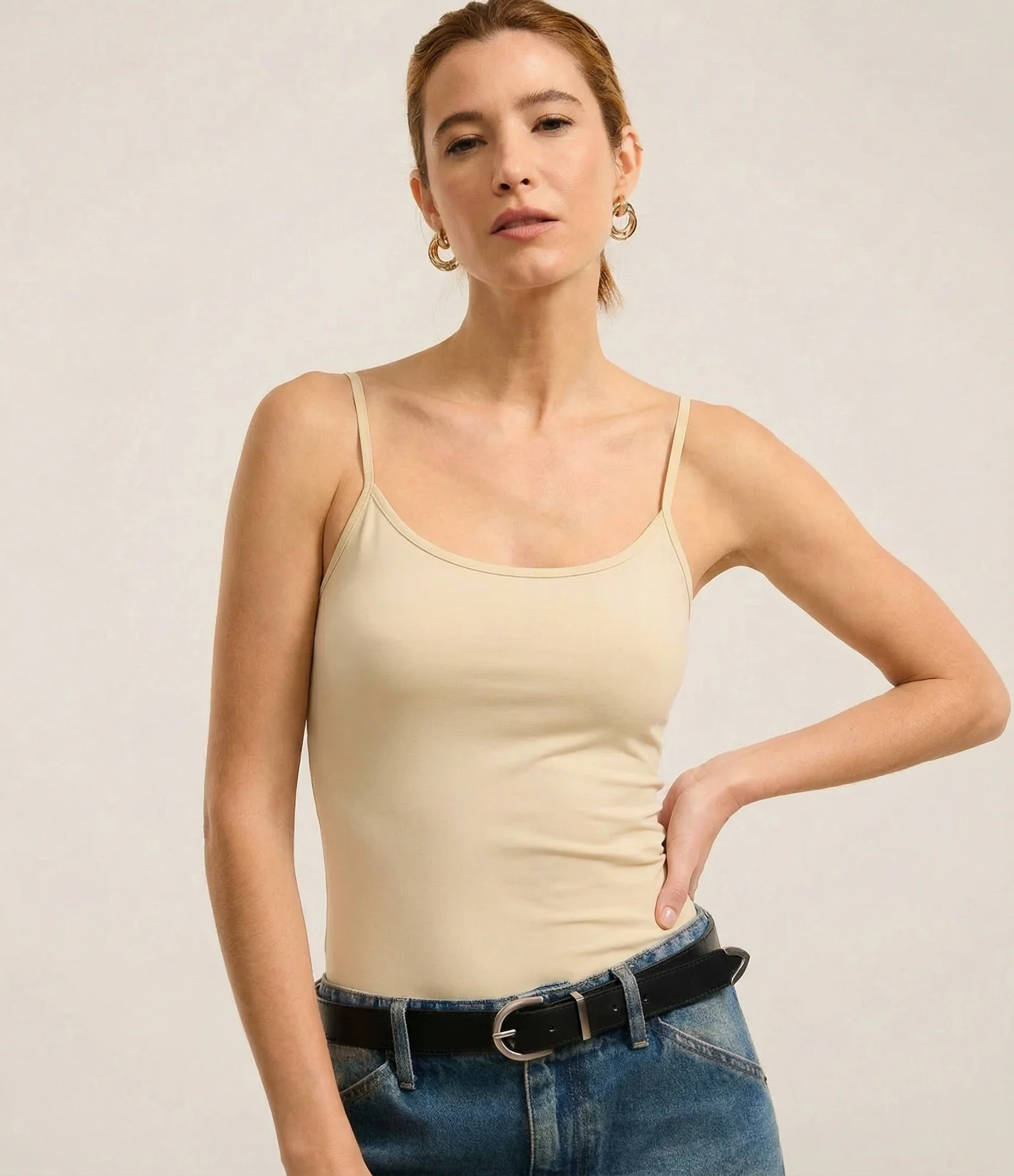 Blusa Básica em Poliamida com Alças Finas Off White 1