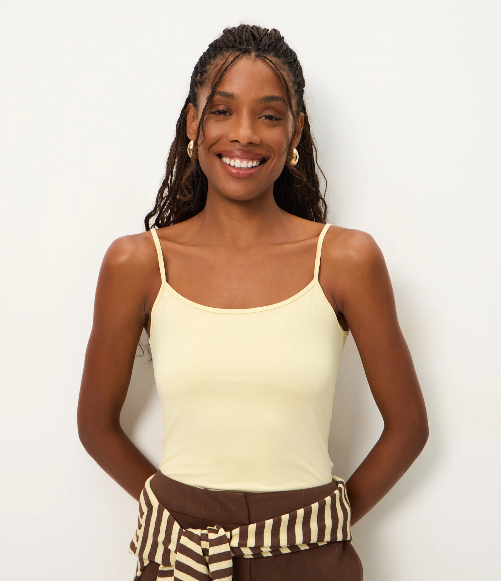 Blusa Básica em Poliamida com Alças Finas Off White 2