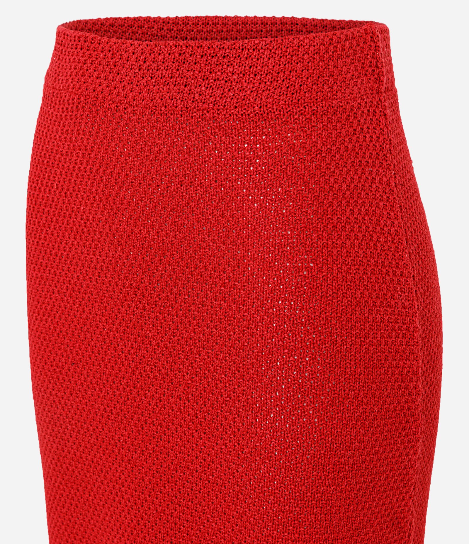 Saia Midi em Tricô com Fenda Traseira Vermelho 7
