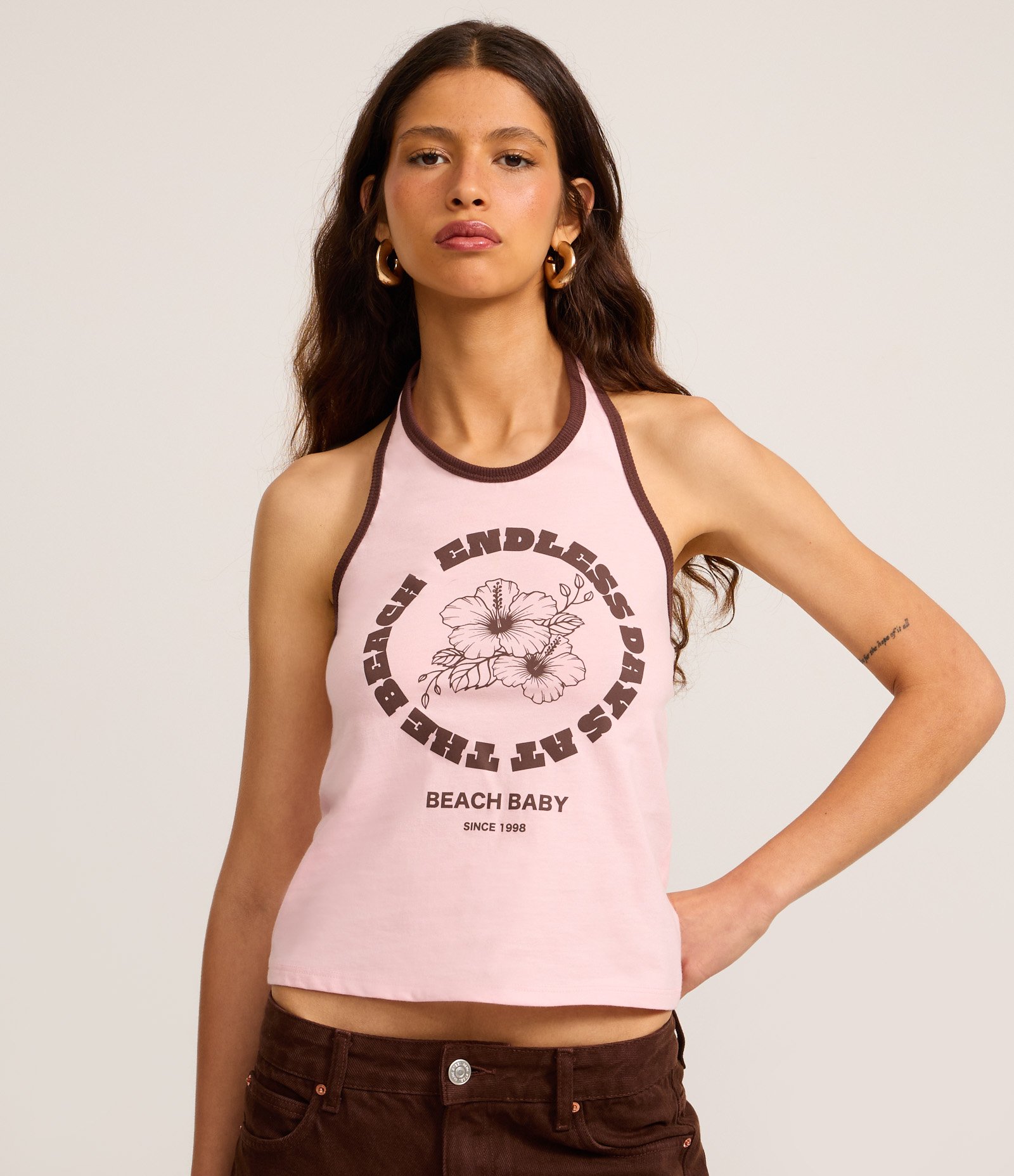 Blusa Frente Única em Algodão com Estampa Beach Baby Rosa 3