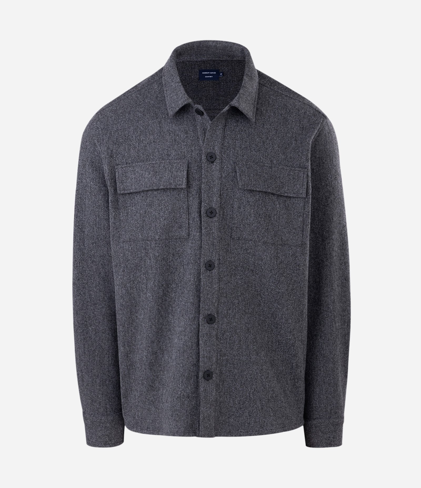 Camisa Overshirt Manga Longa em Polyvelour Cinza 1