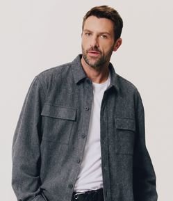 Camisa Overshirt Manga Longa em Polyvelour