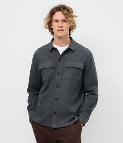 Camisa Overshirt Manga Longa em Polyvelour