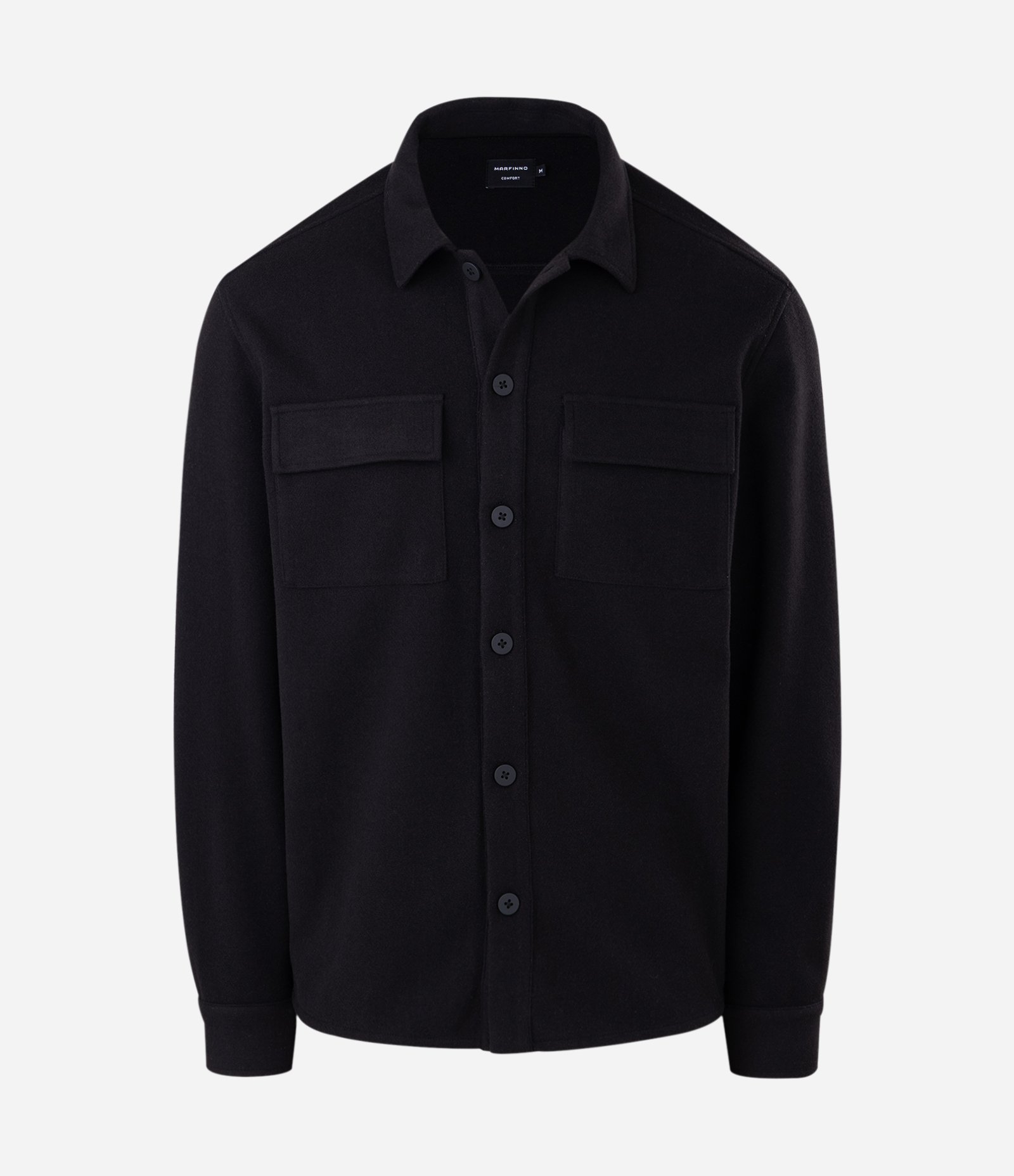 Camisa Overshirt Manga Longa em Polyvelour Preto 1