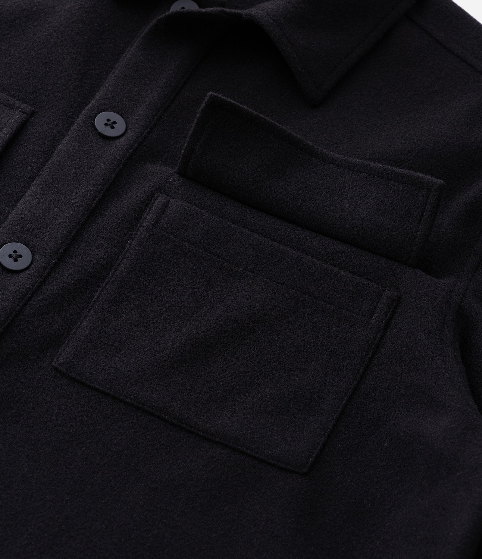 Camisa Overshirt Manga Longa em Polyvelour Preto 5