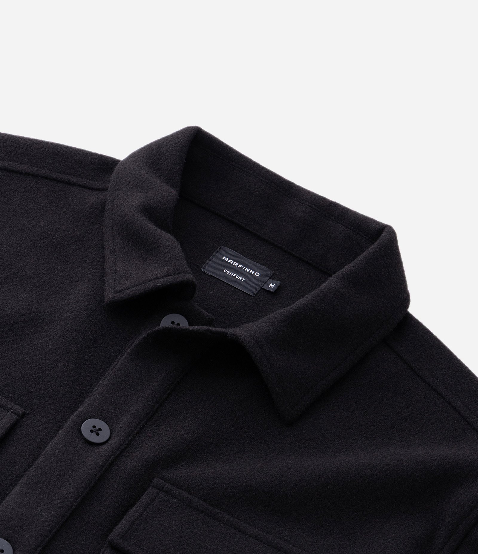 Camisa Overshirt Manga Longa em Polyvelour Preto 6