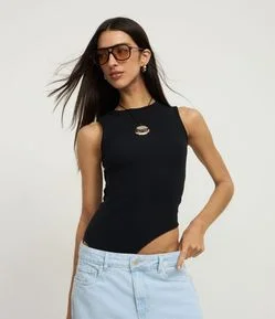 Blusa Sem Manga em Jacquard com Faixas para Abotoamento