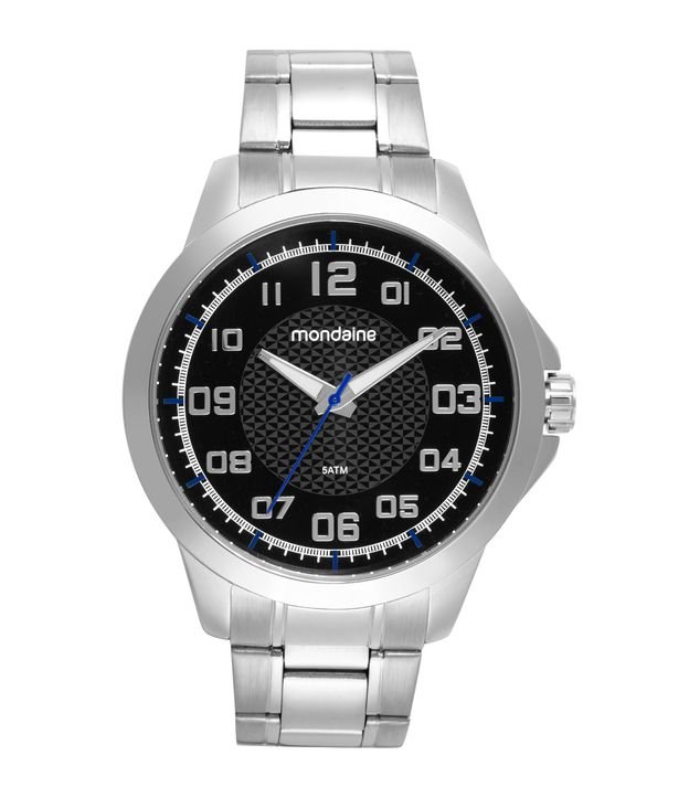 Relógio Aço Masculino Analogico Com Caixa Em Metal Gun e Pulseira Em Aço Mondaine