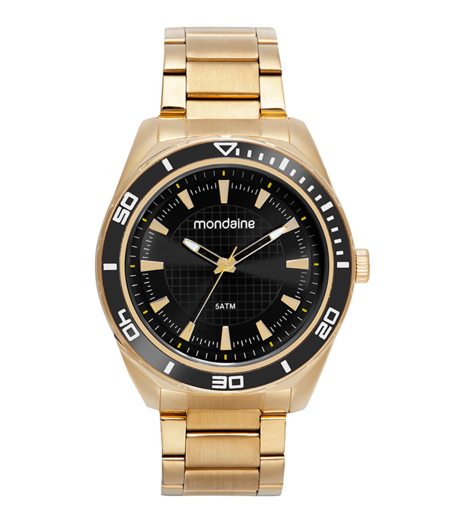 Relógio Aço Masculino Analogico Com Caixa Em Metal e Pulseira Em Aço Mondaine Dourado 1