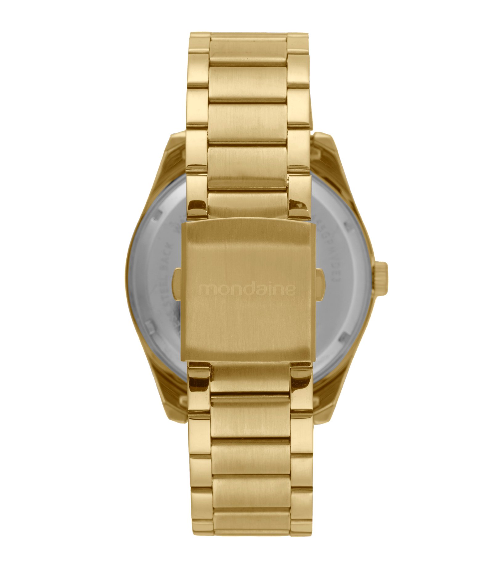 Relógio Aço Masculino Analogico Com Caixa Em Metal e Pulseira Em Aço Mondaine Dourado 3