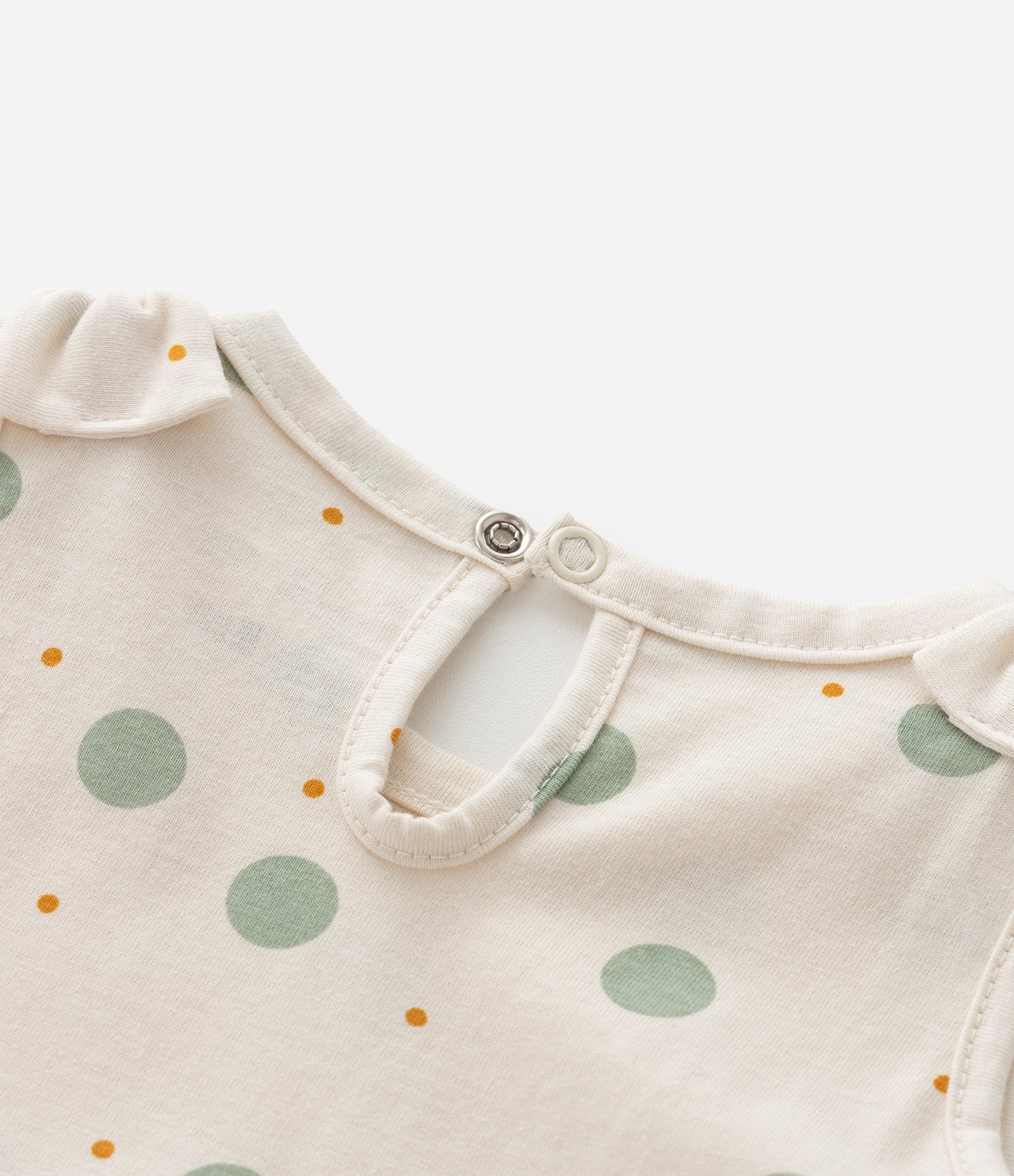 Conjunto Infantil com Babados e Estampa Poá – Tam 0 a 18 Meses Bege Claro 10