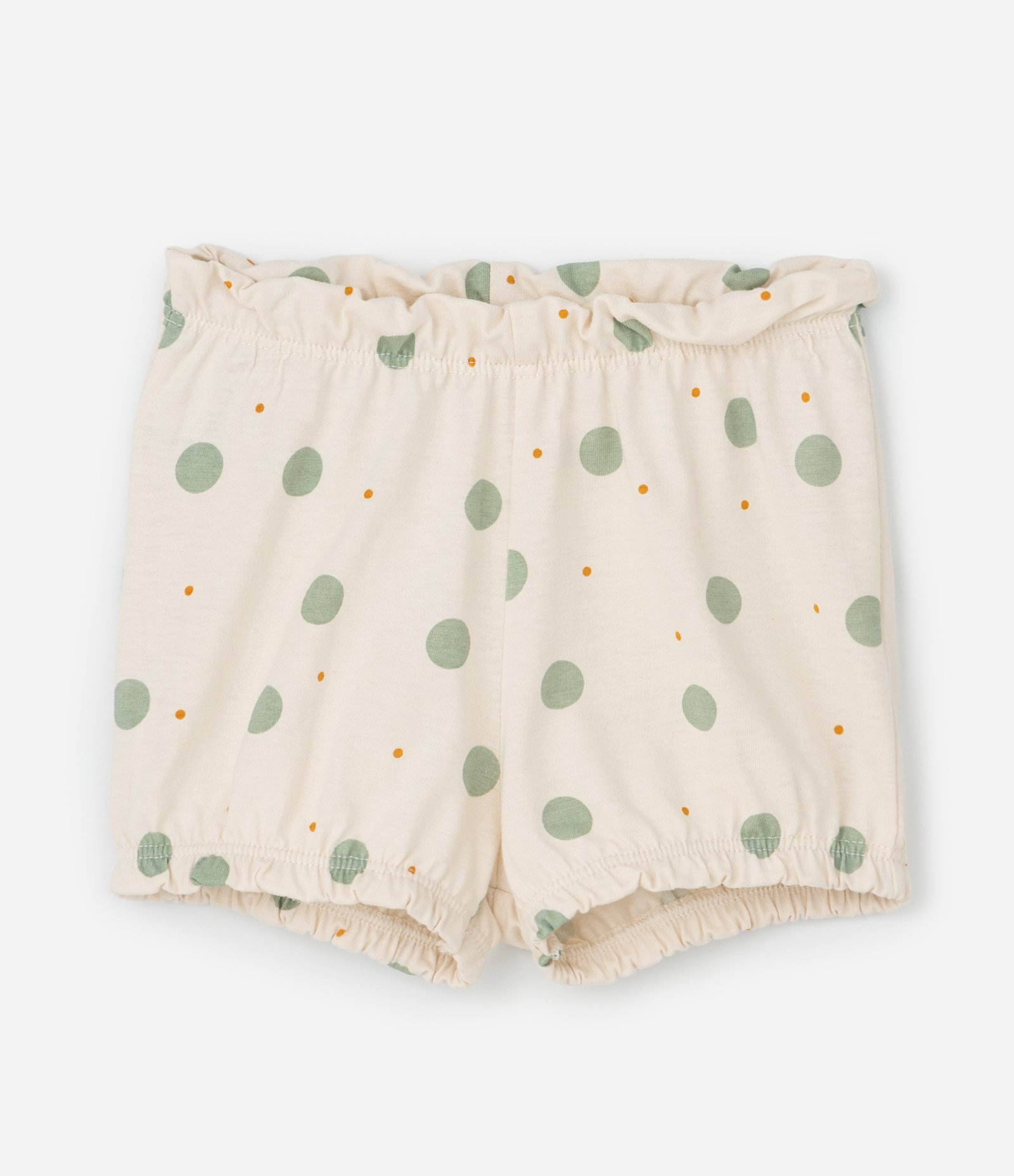 Conjunto Infantil com Babados e Estampa Poá – Tam 0 a 18 Meses Bege Claro 5